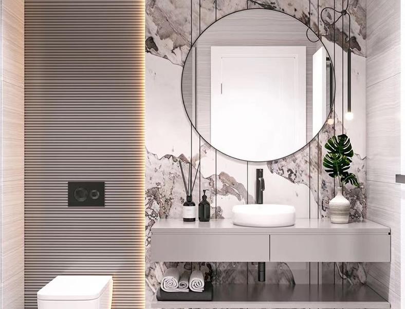 HOAA實(shí)木懸空浴室柜帶圓浴室鏡KB-Y002